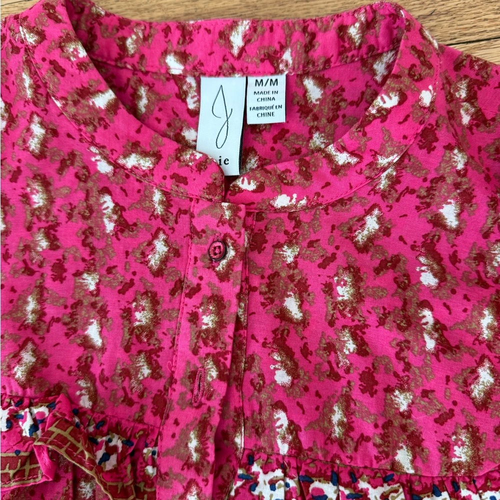 Red Patterned Long Sleeve Blouse - Picture 3 of 4